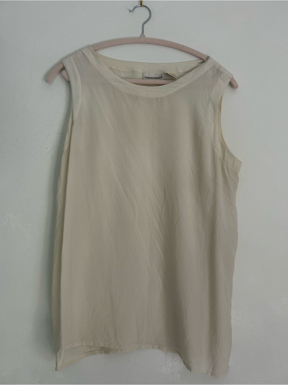 100% Silk Blouse Tank Sleeveless Ivory Cream Size Medium